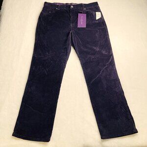 NWT Gloria Vanderbilt Womens Deep Purple 5 Pocket Corduroy Straight Jeans Sz 18